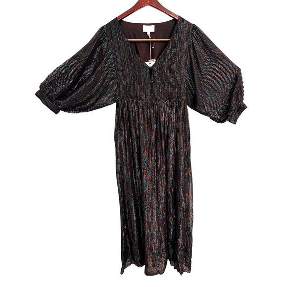 Ciebon Gayley Metallic Rainbow Stripe Maxi Dress NWT Size XS - Picture 2 of 7